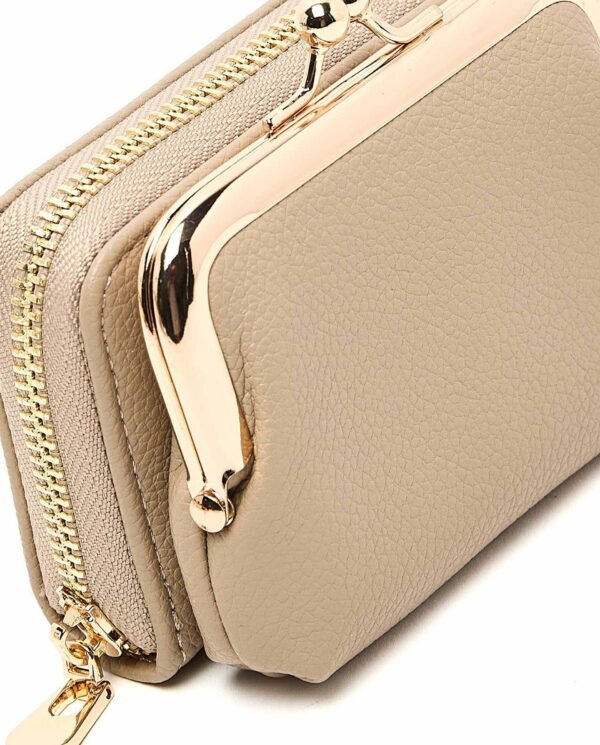 Elegant Beige Leather Women's Coin Purse - Image 5