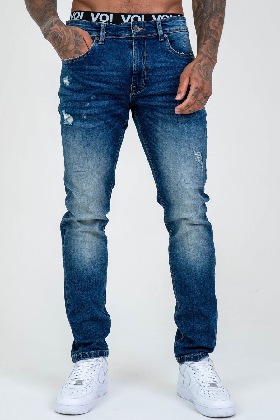Belmont Tapered Jeans - Mid Blue - Image 2