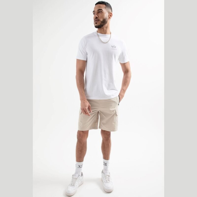 Brookstreet T-Shirt & Shorts Set - White/Stone