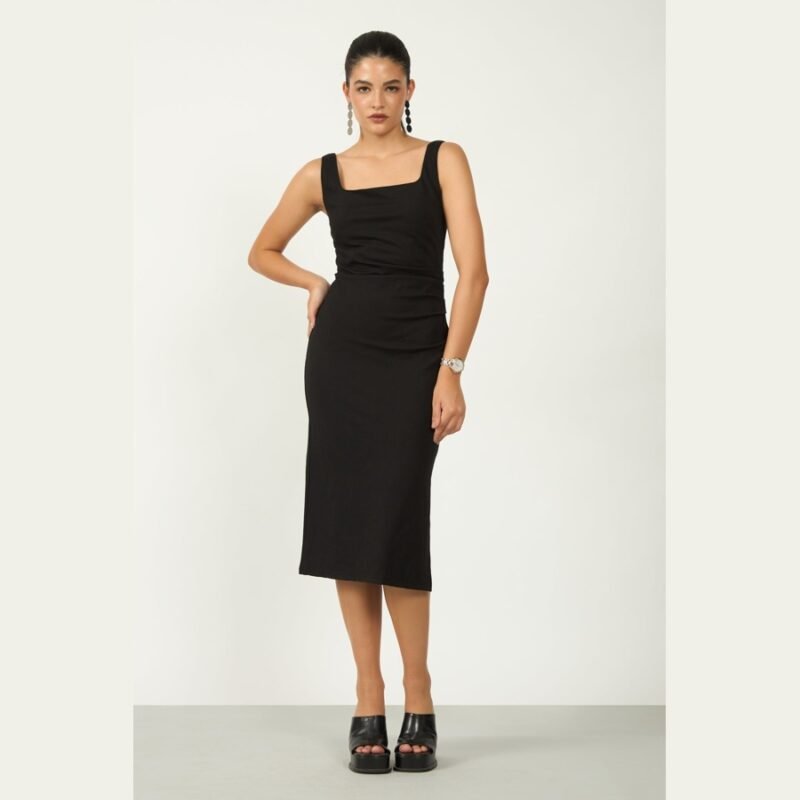 Viscose Stretch Square Neck Bodycon Dress