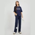 Slogan Printed Short Sleeve T-Shirt and Pants