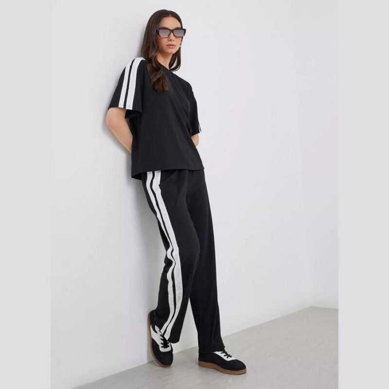 Side Striped Panel Regular T-Shirt and Joggers